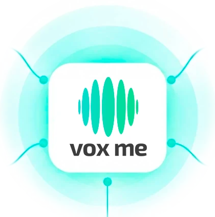 Logo VoxMe com as esferas turquesa da arquitetura
